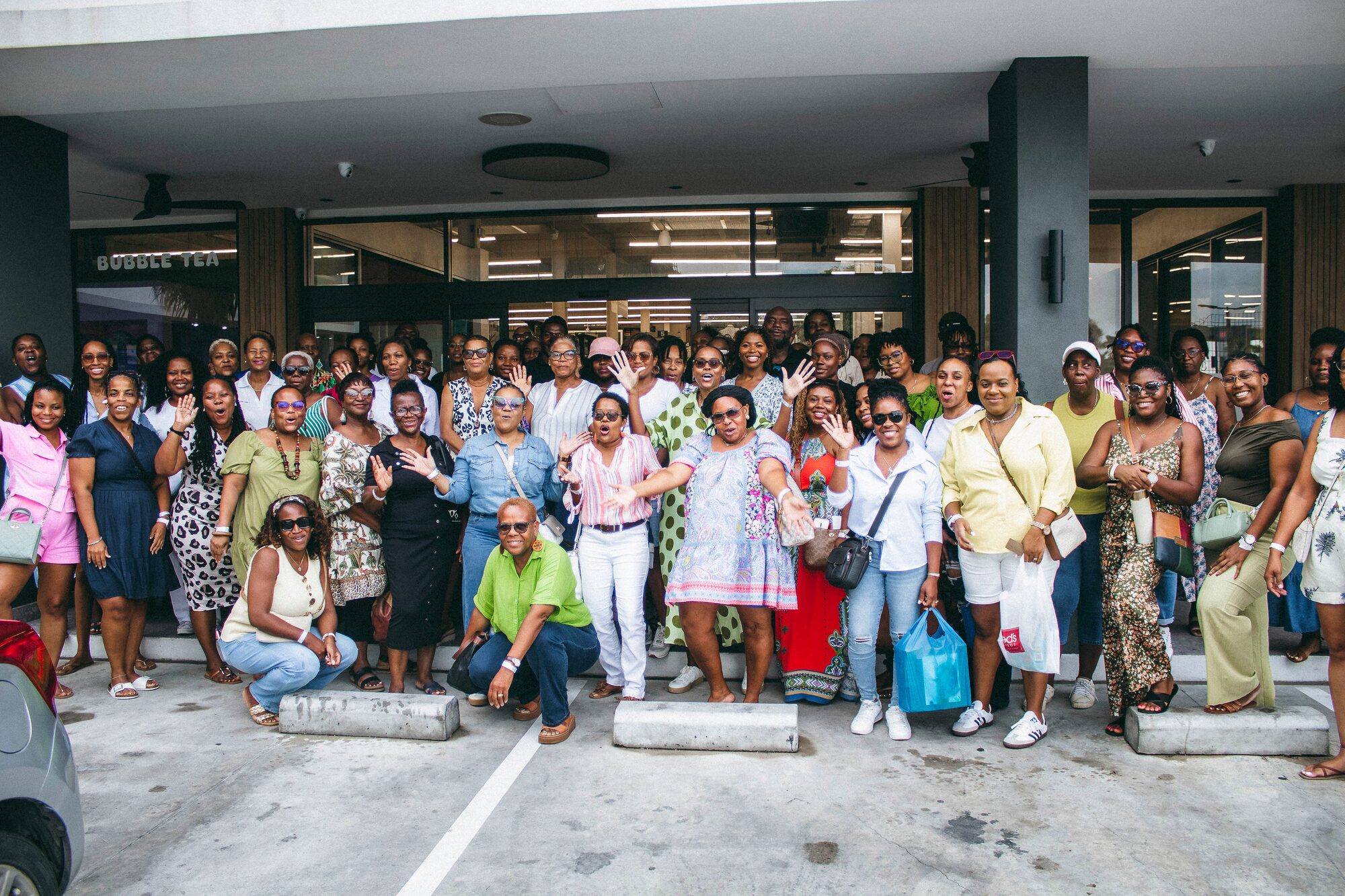The tour group outside a partner store